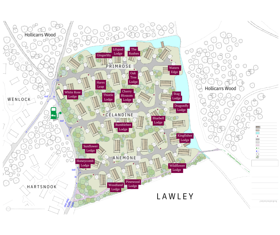 Lawley map showing lodges and charging point 3